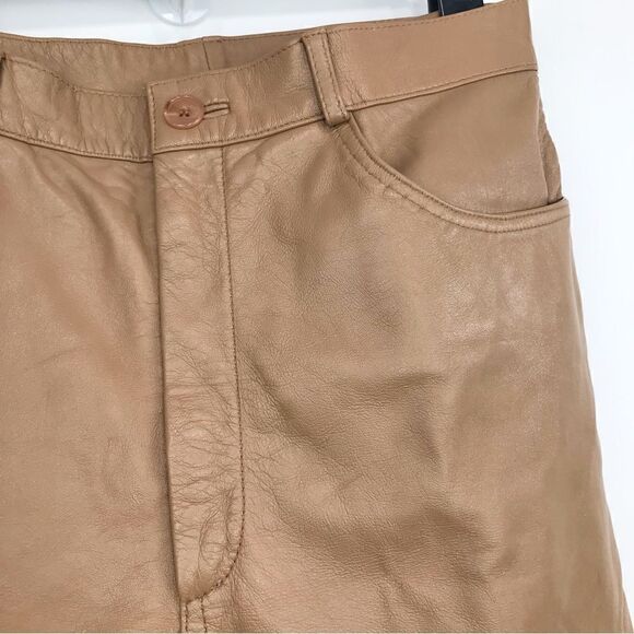Rem Garson 100% Leather Retro Camel Brown Pants - Picture 6 of 16